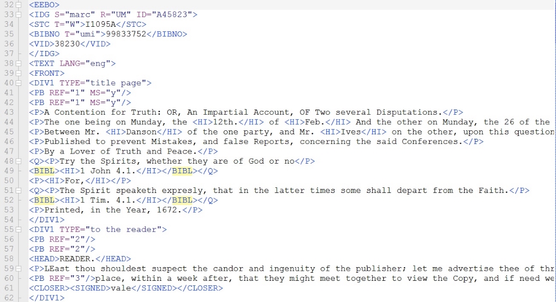 Sample quotation XML in the EEBO TCP.