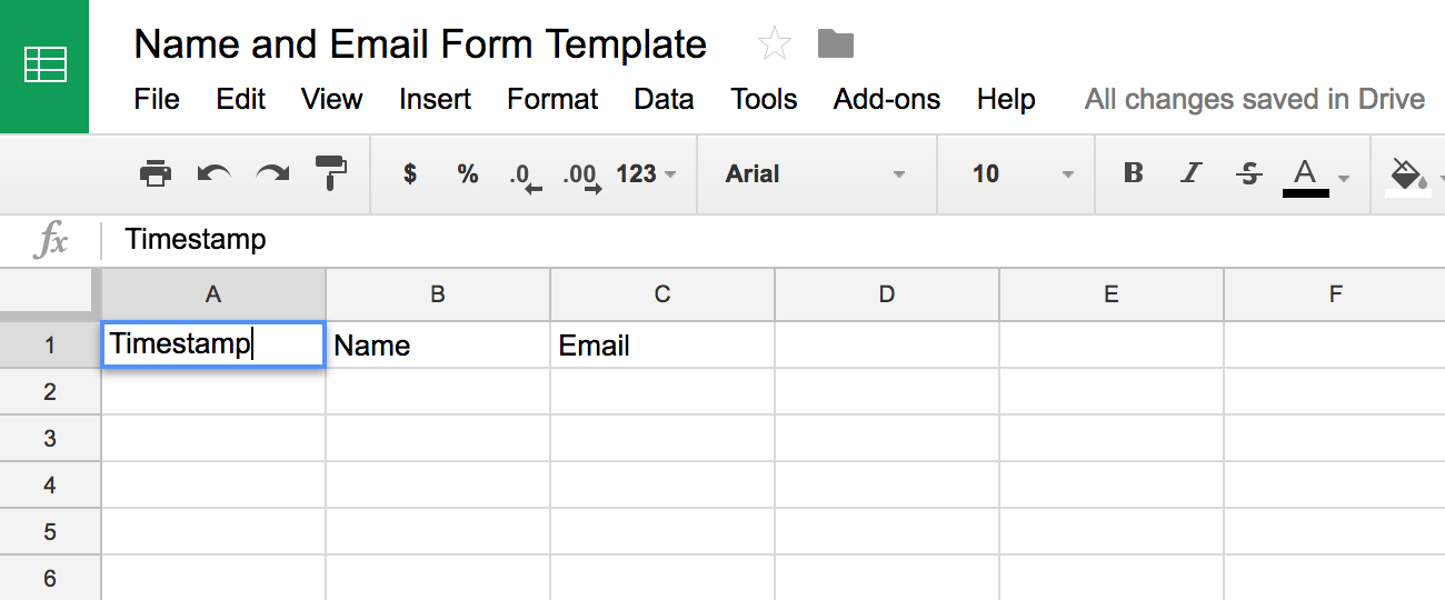 Google Sheets template in which data sent through POST requests will be kept