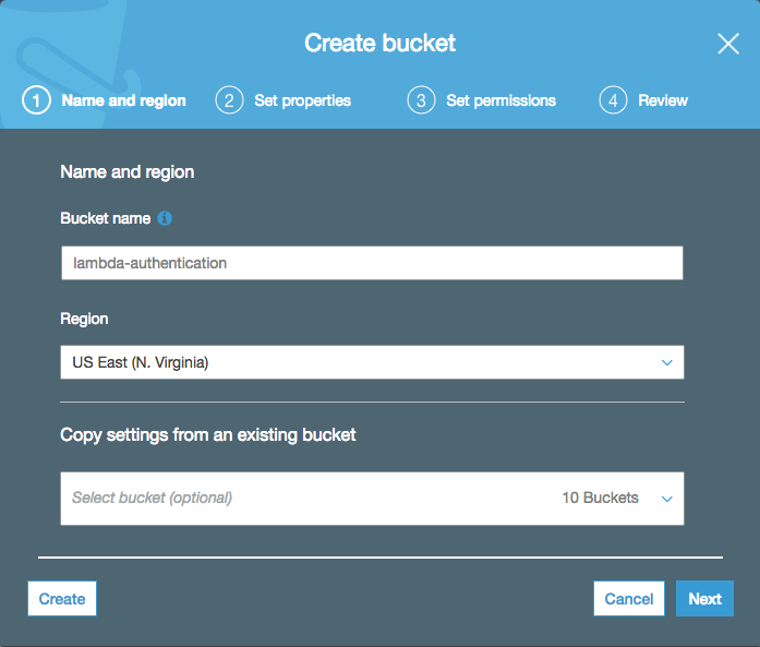 Create a new bucket for a static file site