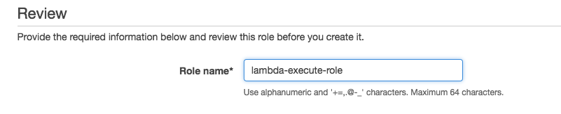 Naming the AWS Lambda Execute role